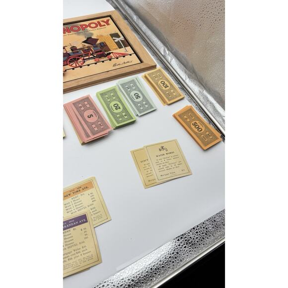 2001 Hasbro Parker Brothers Nostalgia Game Monopoly in Wooden Box Complete VG - Picture 11 of 16